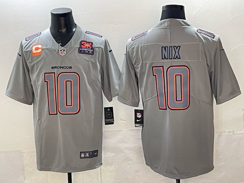 Men 2026 Denver Broncos #10 Nix grey Nike Limited NFL Jersey style 005